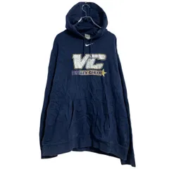 NIKE プリントスウェット パーカー XXL ネイビー ナイキ スポーツ プルオーバー チア ビッグサイズ 古着卸 アメリカ仕入 a703-5329