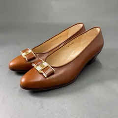 2b9 TANINO CRISCI タニノクリスチー イタリア製 リボン チャンキーヒール パンプス シューズ 36 ブラウン レザー MADE IN ITALYのサムネイル