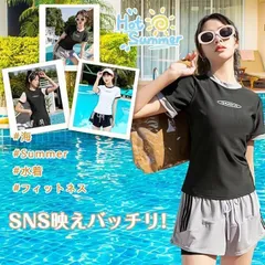 2COLOR 2点セット 水着 レディース 体型カバー タンキニ セパレートスポーティー水着 フィットネス 半袖ラッシュガード 水陸両用 パッド付き ノンワイヤー上下セット ショートパンツ スポーツ風 練習用 速乾性