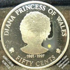 50セント　エリザベス2世　ダイアナ妃　1997 大型コイン　直径38.6mm