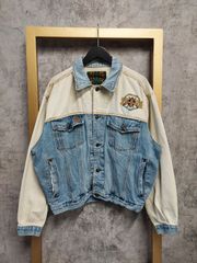 【US古着】90s BUGLE BOY ORIGINAL Denim Jacket / ビューグルボーイ オリジナル デニムジャケット Gジャン アメカジ ツーバイカラー ホワイト ブルー L