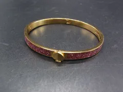 ■美品■ kate spade ケイトスペード グリッター ラメ バングル ブレスレット アクセサリー レディース ピンク系×ゴールド系 DF1473