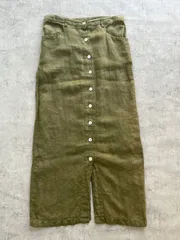 linen front button skirt made in France