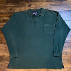 【90s】CHAPS RALPH LAUREN ワッフル地 ポロシャツ 長袖 Green Size L