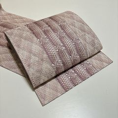 ★美品　袋帯　正絹　ピンク　レース風　可愛い★ r066