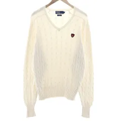 古着 ラルフローレン Ralph Lauren POLO by Ralph Lauren ケーブル編み Vネック コットンニットセーター メンズM相当/eaa380194