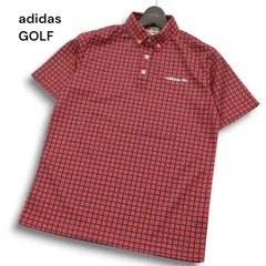【美品】adidas GOLF アディダス ゴルフ 春夏 ロゴ刺繍★ 半袖 ボタンダウン チェック ポロシャツ Sz.S メンズ