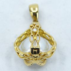 K18 ダイヤモンド付きパールペンダントトップ パール1粒