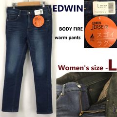 タグ付き未使用品★EDWIN【エドウィン】 JERSEYS/暖か/秋冬デニムパンツ 【レディースL/股下78cm/青/blue】内側ボア/ズボン/ボトムス/Pants/Trouser◆BJ028-g