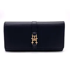 【中古】良品 TOMMY HILFIGER トミー ヒルフィガー ロゴ レザー 二つ折り 長財布 eY0680N