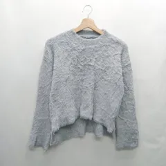 ◇ ⊇ me+em select ミームセレクト ファー 長袖 ニット サイズF ライトブルー レディース E  【1501160028402】