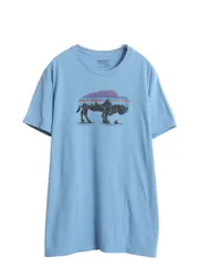 【お得なクーポン配布中!】 パタゴニア プリント 半袖 Tシャツ メンズ L 17年製 アウトドア カットソー フィッツロイ バイソン イラスト グラフィック スリム フィット