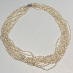 MITSUKOSHI シルバー製 本真珠リボンモチーフ ネックレス 定価21万円 