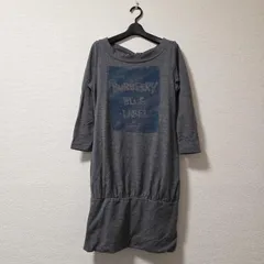 BURBERRY BLUE LABEL バーバリーブルーレーベル チュニック ロゴ 38 Mサイズ グレー 灰色 ウール100％ Japan 日本 三陽商会製