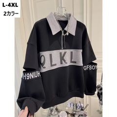 トレーナー レディース 大きいサイズ 英文字 春秋 秋服 春服 オーバーサイズ POLOネック 長袖 薄手 トップス ゆったり 可愛い カジュアル LUFA254(2色L-4XL)