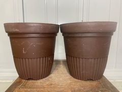 植木鉢　プランター　プラスチック　2点セット　茶色　観葉植物　山野草　多肉植物　草花　花　雑木　園芸　ガーデニング　鉢　盆栽鉢