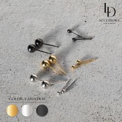 E004 ピアス イヤリング ミニピアス 3mm6mm ブラック シルバー ゴールド silver925 シルバー 金属アレルギー対応 金アレ
