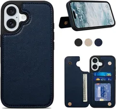 【T22】iPhone17対応背面手帳型レザーケース(ブルー)