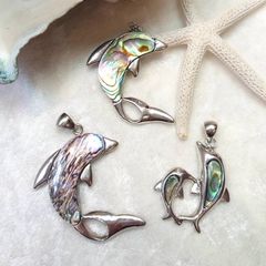 [新品]沖縄県産夜光貝ネックレスパーツ三点セット♪アレルギー対応(ステンレス)