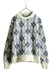 【お得なクーポン配布中!】 80s USA製 エルエルビーン ノルディック 総柄 ニット セーター レディース L メンズ M 程 古着 80年代 ヴィンテージ LLBEAN ナチュラル 紺