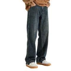 [Mysig] メンズ ズボン ジーンズ ロングパンツ ジーパン ワイドパンツ サルエルパンツ リラックスパンツ ガウチョパンツ 春秋冬服 無地 調整紐 人気 快適 ゆったり 大きいサイズ カジュアル シンプル オシャレ オールシーズン (JP, ウエスト,