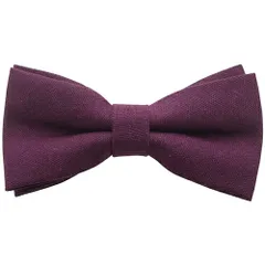 蝶ネクタイ バーガンディ リネン風 ボウタイ 簡易装着タイプ