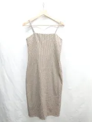 ◇ Θ flower フラワー 千鳥柄 チェック柄 ロング キャミワンピース サイズF ブラウン系 レディース E  【1412090005367】