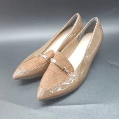 ◇ ⊇ NUOVO ベルト風装飾 ローファーパンプス サイズ23.5 ブラウン ゴールド レディース E  【1410100058297】