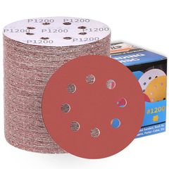 IROKCAKPT サンダー ペーパー 125mm #1200番 ディスクペーパー 丸型 8穴 マジック式 サンディングディスク,ランダムサンダー用サンドペーパー,木工DIY作業に 金属磨きに（100枚入セット） 0