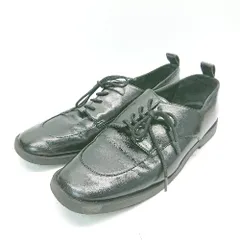 ◇ CHARLES & KEITH スクエアトゥ レザー おしゃれ シンプル レースアップシューズ サイズ40 ブラック レディース メンズ E  【1307260049015】