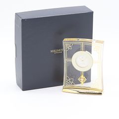 MIKIMOTO ミキモト インターナショナル置時計☆淡水真珠&トルコ石&白蝶貝 MIKIMOTO ミキモト インターナショナル置時計☆淡水真珠&トルコ石&白蝶