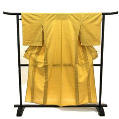 紬/単衣/無地/イエロー/未使用品/仕立上がり/適応身長150～158㎝/10780