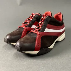 4A14 定価\44,100 BALLY バリー スウェードレザースニーカー EU 38 1/2 ブラウン レッド レザー シューズ スイス製のサムネイル