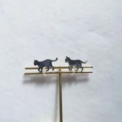 Cat 猫 お散歩ねこさん シルエット 樹脂イヤリング ノンホールピアス
