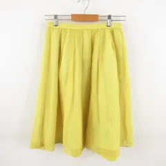 アプワイザーリッシェ Apuweiser-riche リバーシブルスカート 膝丈 フレア 花柄 黄 白 赤 2 *T778