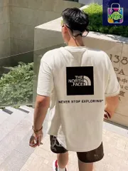 TNF（ザ・ノース・フェイス）とのコラボレーションモデル 前後ロゴプリント カップル用三色 T シャツ 
