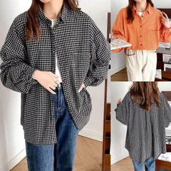 春 秋 レディース トップス 綿 チェックシャツ ビックシャツ オーバーサイズ ロング丈 提灯袖 バルーンスリーブ タック袖 お尻も隠れるロン