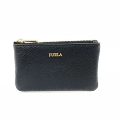 新品同様 FURLA フルラ  コインケース   ブラック レザー レディース キーリング付き 小銭入れ 財布　240001153690
