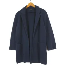 ジェイクルー J.CREW ジャケット ジャージー トッパー ボタンレス メリノウール コットン 7分袖 S 紺 ネイビーのサムネイル