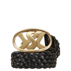 サンローラン YSLロゴ バックル ベルト サイズ:95/38 141516 ブラック ゴールド レザー メッキ メンズ SAINT LAURENT【214-33193】