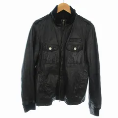 コムサデモードメン COMME CA DU MODE MEN レザーブルゾン ジャケット ダブルジップ 羊革  L 黒 ブラック /US ■GY09のサムネイル