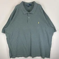 古着 90's/90年代 ポロバイラルフローレン Polo by Ralph Lauren 鹿の子 半袖 ポロシャツ ワンポイント ロゴ 刺繍 大きなサイズ 2ボタン 4XB  ブルー系 無地 メンズ