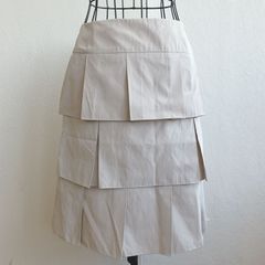 ナチュラルビューティー NATURAL BEAUTY ひざ丈スカート ティアード フリフリ フレア Aライン 上品 大人可愛い シャカシャカ スポーティ シンプル 日本製