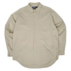 ポロラルフローレン POLO RALPH LAUREN 90s 90年代 HARDEN レギュラーカラーシャツ 長袖 ポニー無し 珍品 無地 USA ヴィンテージ アメリカ 古着 メンズ シャツ ベージュ XL【中古】