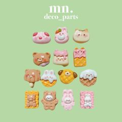 【1つ25円】42個/各3個★デコレーションパーツ　ハンドメイド資材　うさぎ　ねこ　いぬ　01