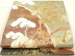 平和屋着物◎六通柄袋帯　松波光琳文　黒地　金糸　正絹　逸品　DAAW8844qa