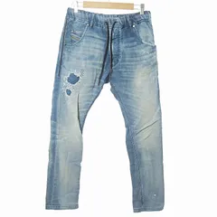 ディーゼル DIESEL KROOLEY JOGG JEANS ジョグ ジーンズ イージーパンツ スウェット デニム リペア ダメージ 加工 ストレッチ 28 薄水 0130