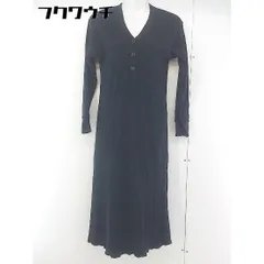 ◇ nano universe ナノ ユニバース ヘンリーネック サーマル 長袖 膝下丈 ワンピース サイズ36 ブラック レディース  【中古】 【1111010003543】