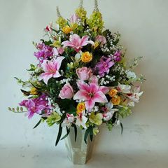 造花仏花アレンジ(BTU7) 1対 （法要、仏壇の御供〉 光触媒コーティング  