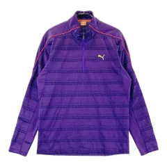 サイズ：M PUMA GOLF プーマゴルフ  ハーフジップ 長袖Tシャツ ボーダー柄 パープル系 [240101310267]# ゴルフウェア メンズ ストスト